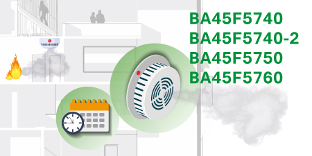 Выпуск  нескольких новых микроконтроллеров HOLTEK для обнаружения дыма - BA45F5740 / 5740-2 / 5750/5760